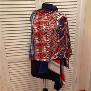 NWT BCBG max azria Vibrant Patterned Scarf double sided 24x78